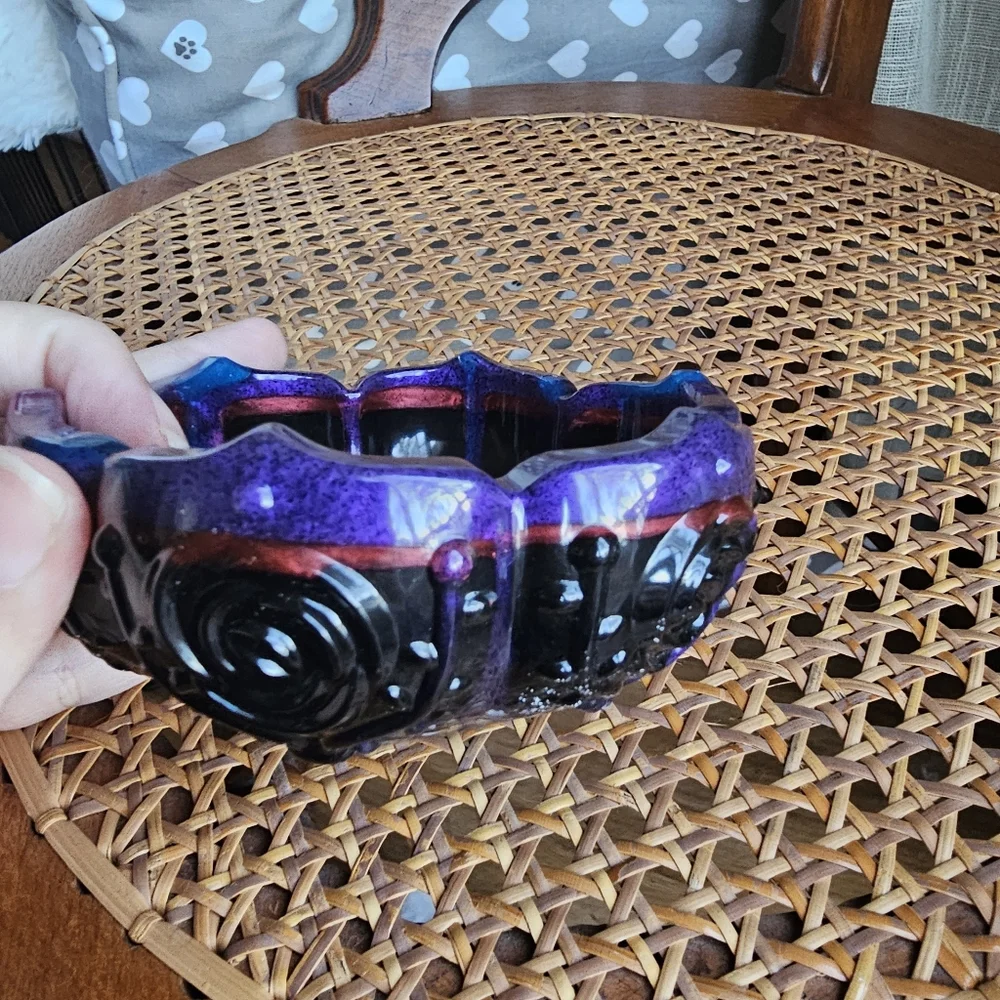 Handmade Resin Beautiful Beacons Black Purple Blue Galaxy Trinket Bowl